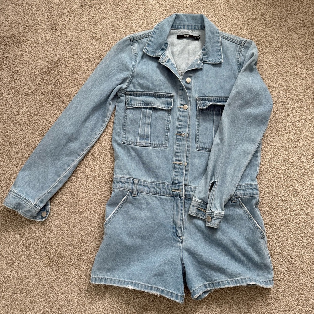 Sportsgirl Denim Long Sleeve Romper